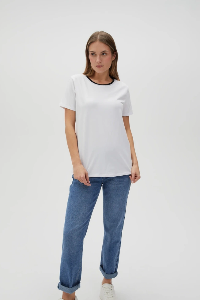 Gładka bluzka z krótkimi rękawami biała