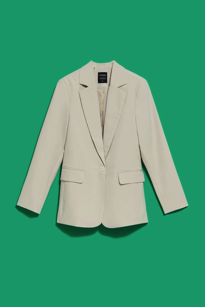 Jednorzędowa gładka marynarka piaskowa