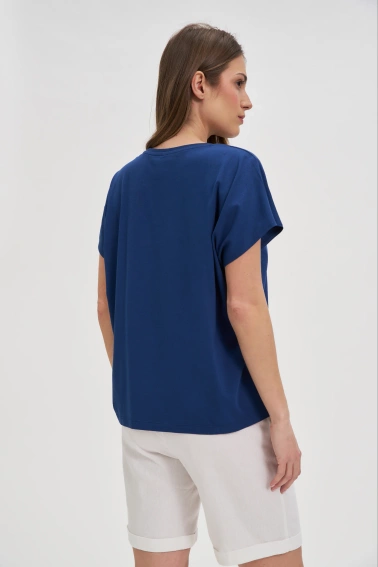 Bawełniana bluzka z nadrukiem granatowa 