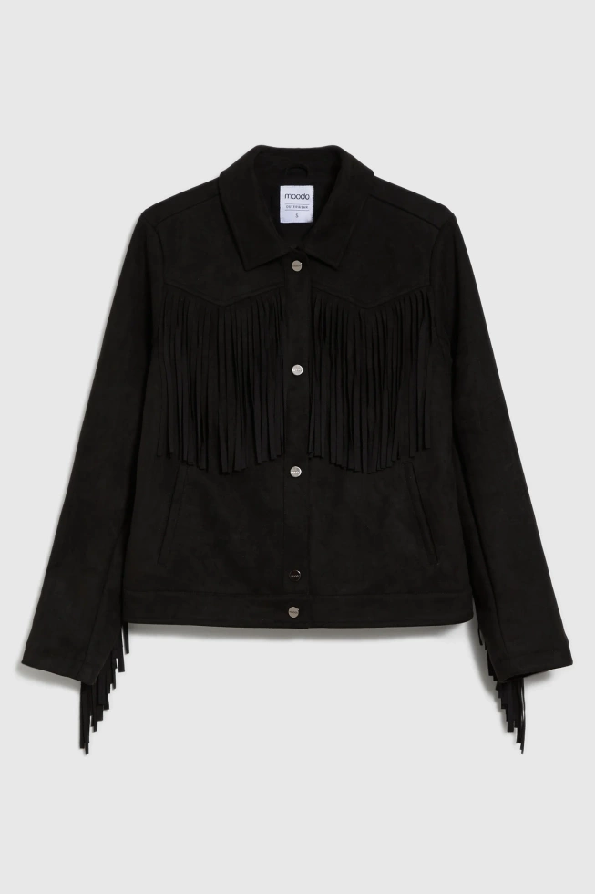 Kurtka z frędzlami czarna