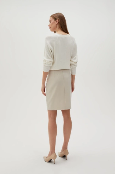 Spódnica z ozdobnymi guzikami beżowa