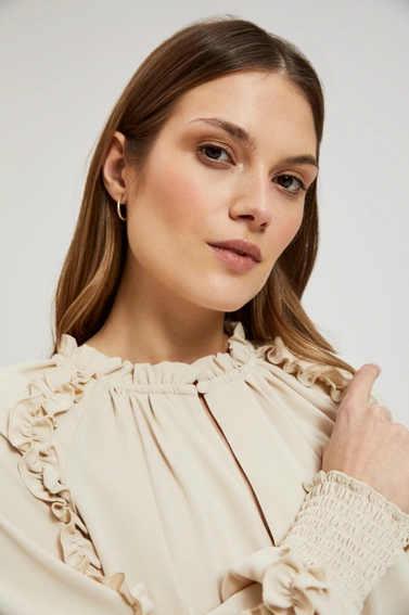 Sukienka maxi z falbankami beżowa