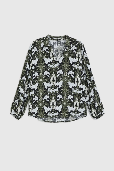 Koszula z wiskozy ciemnooliwkowa