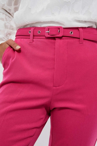 Spodnie cygaretki z paskiem różowe