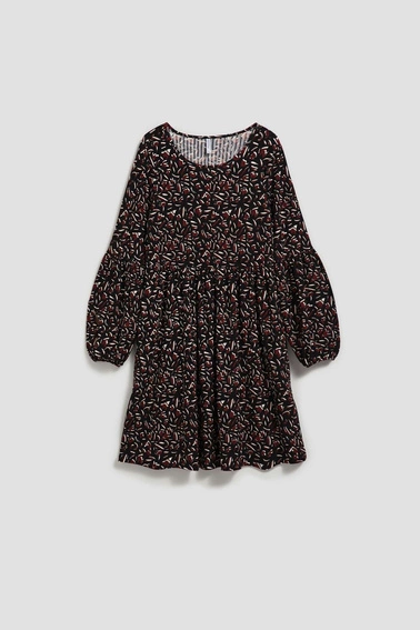 Sukienka z bufiastymi rękawami i rozkloszowanym dołem czarna