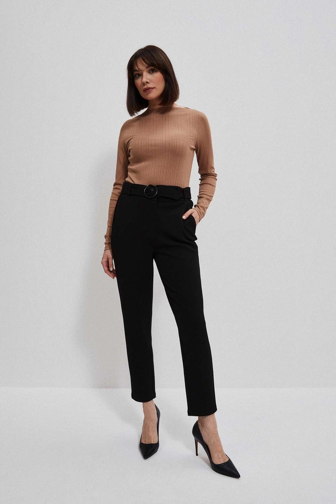 Bluzka z prążkowanej dzianiny kawowa