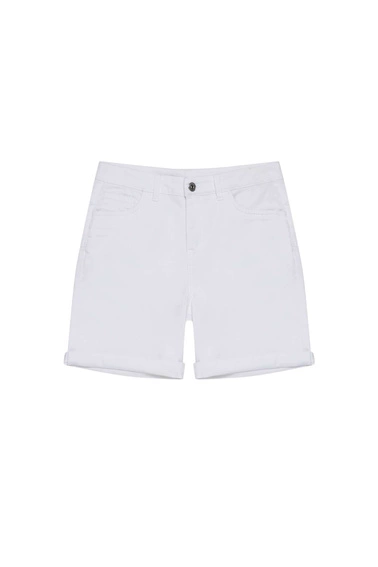 Szorty lyocell z wywiniętym brzegiem białe