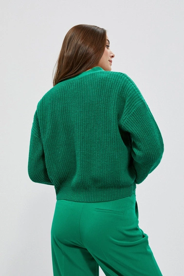 Krótki kardigan zapinany na guziki zielony