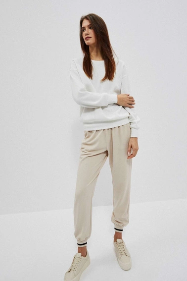 Bluza z dekoltem na plecach perłowa