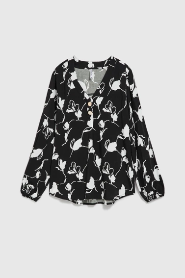 Koszula z nadrukiem kwiatów czarna 