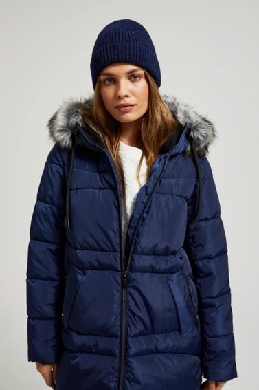 Czapka z metaliczną nitką granatowa