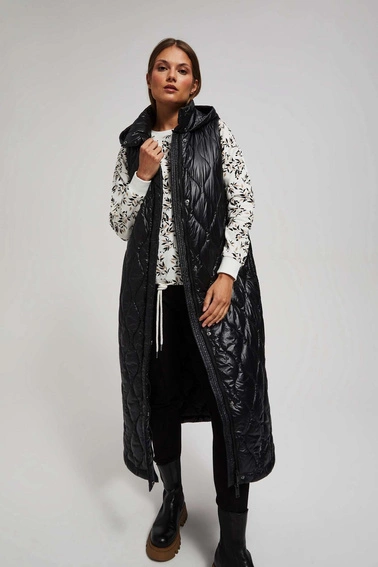 Długa kamizelka z kapturem