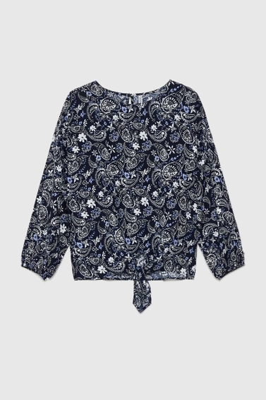 Wiskozowa koszula z wzorem paisley granatowa