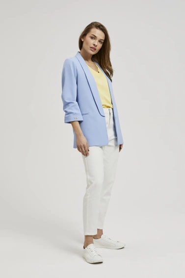 Marynarka z marszczonymi rękawami 3/4 błękitna