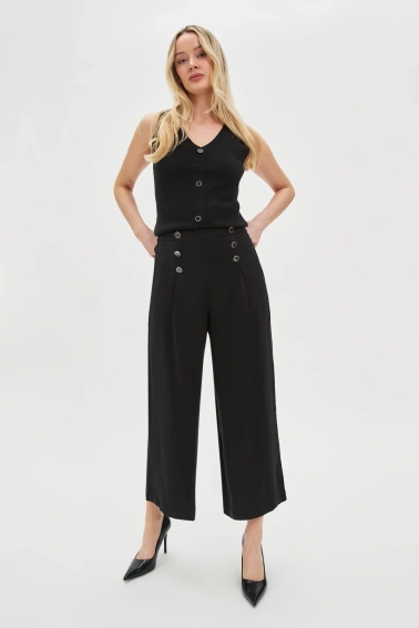 Spodnie kuloty z guzikami czarne