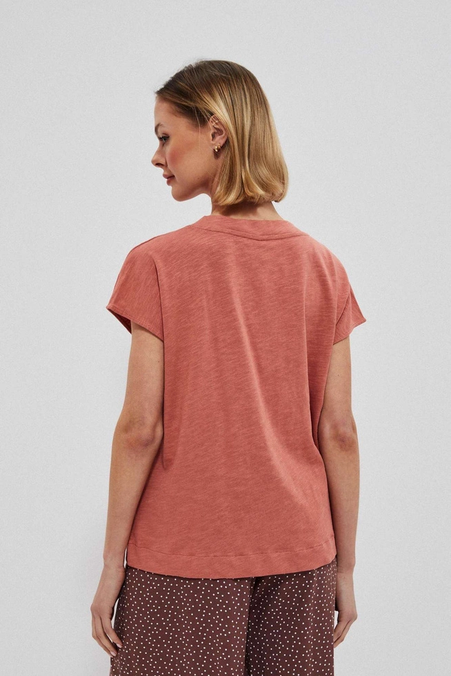 Bawełniany t-shirt z dekoltem V