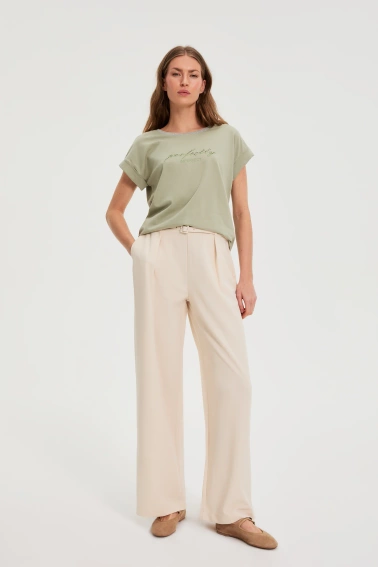 Bluzka z napisem oliwkowa