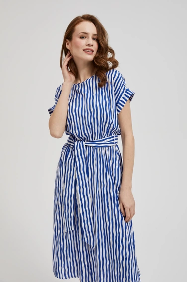 Sukienka midi w paski niebieska