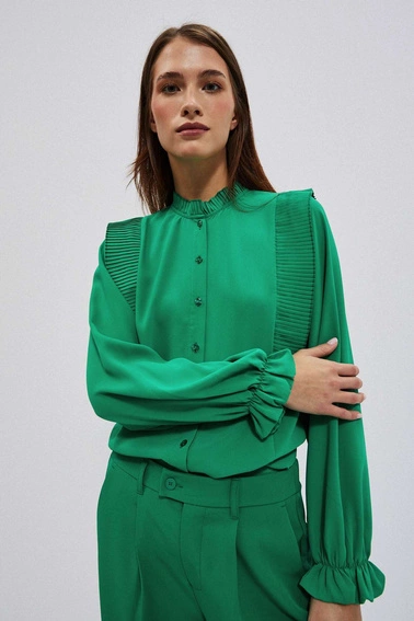 Koszula z plisowaniem zielona