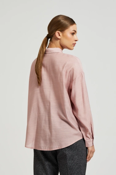 Koszula z asymetrycznym dołem różowa
