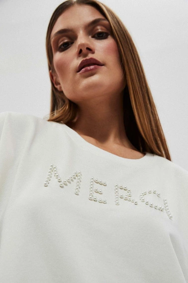 Bluza z napisem perłowa