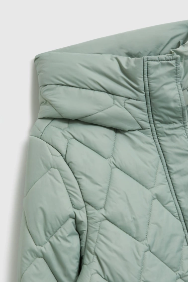 Pikowana kurtka z kapturem oliwkowa