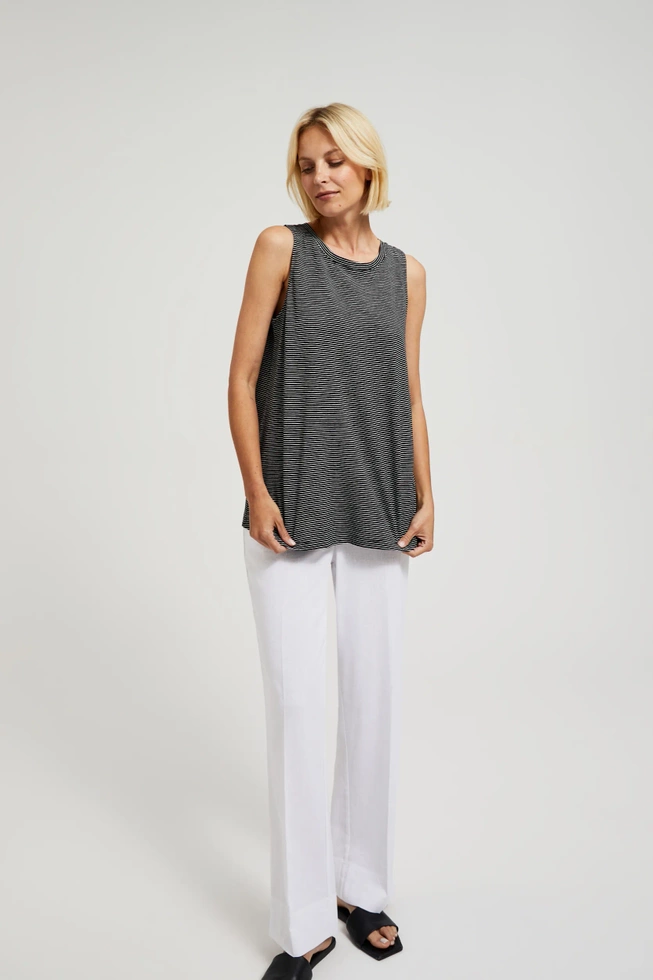 Bawełniany top w paski czarny