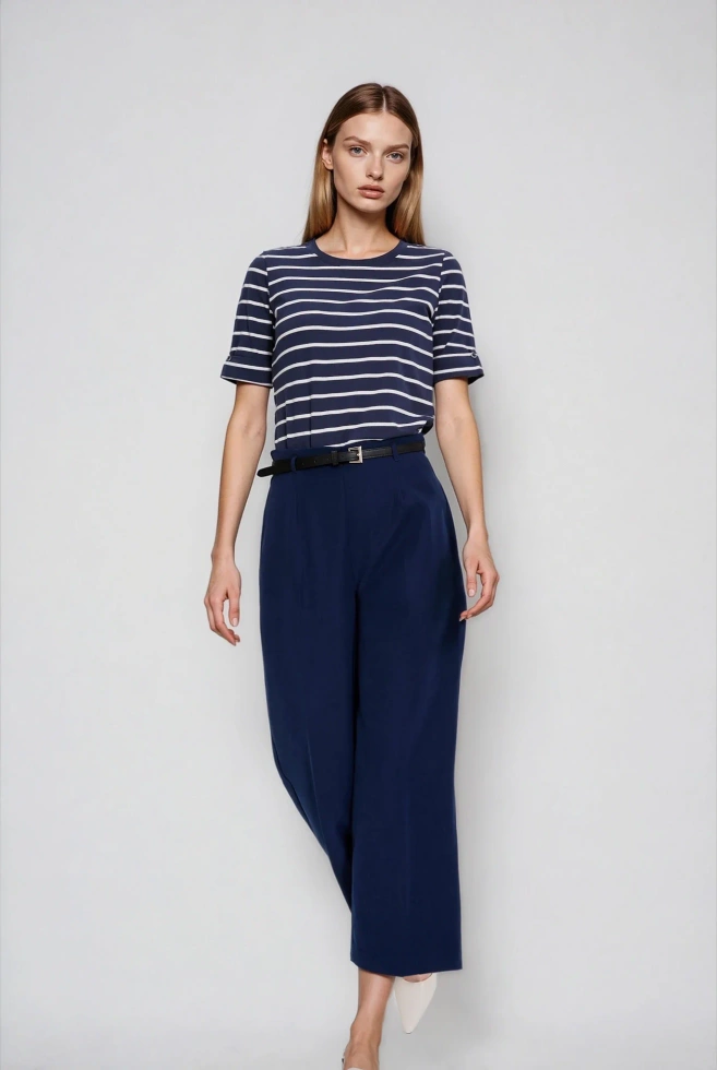 Bawełniana bluzka w paski granatowa