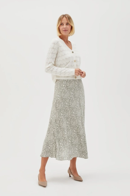 Wiskozowa spódnica midi oliwkowa