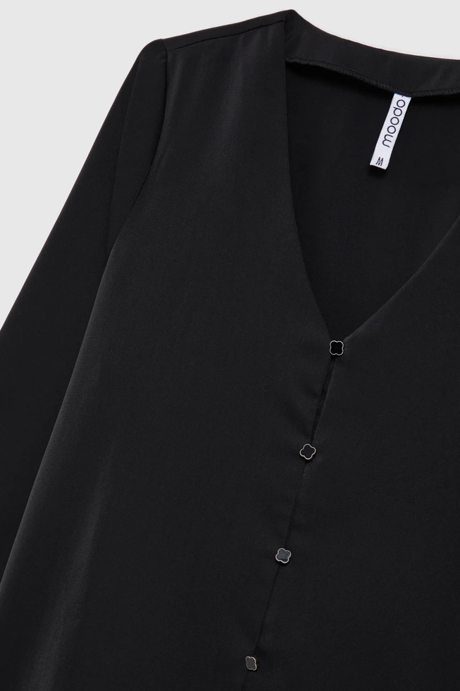 Gładka koszula z ozdobnymi guzikami czarna