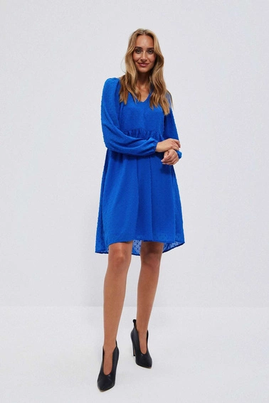 Sukienka z bufiastymi rękawami niebieska