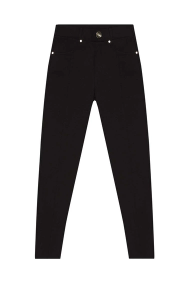 Legginsy z ozdobnym guzikiem czarne