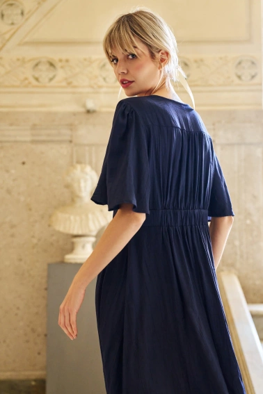 Sukienka z wiskozy granatowa