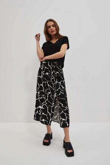 Wzorzysta spódnica z rozcięciem czarna