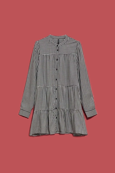 Koszula z falbaną biało czarna