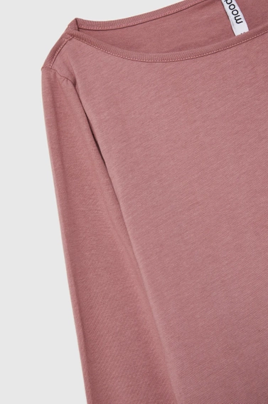 Gładka bluzka z długimi rękawami różowa