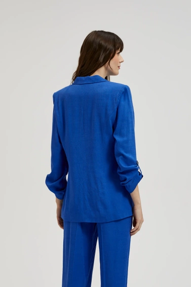 Lniana marynarka z rękawami 3/4 niebieska