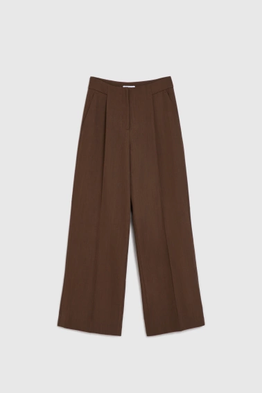 Spodnie z szerokimi nogawkami brązowe