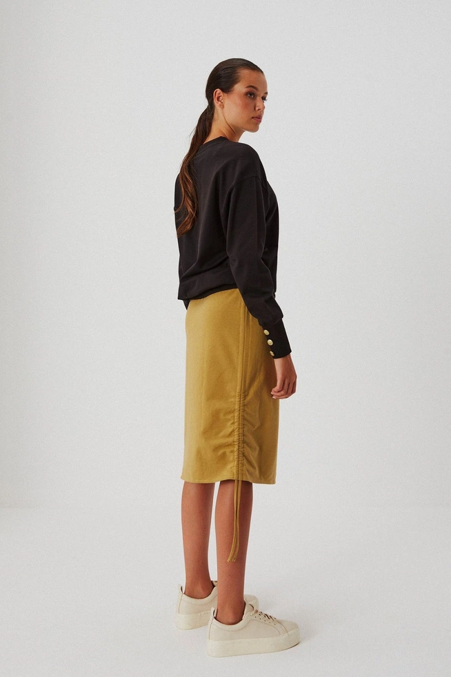 Gładka spódnica ze ściągaczem oliwkowa