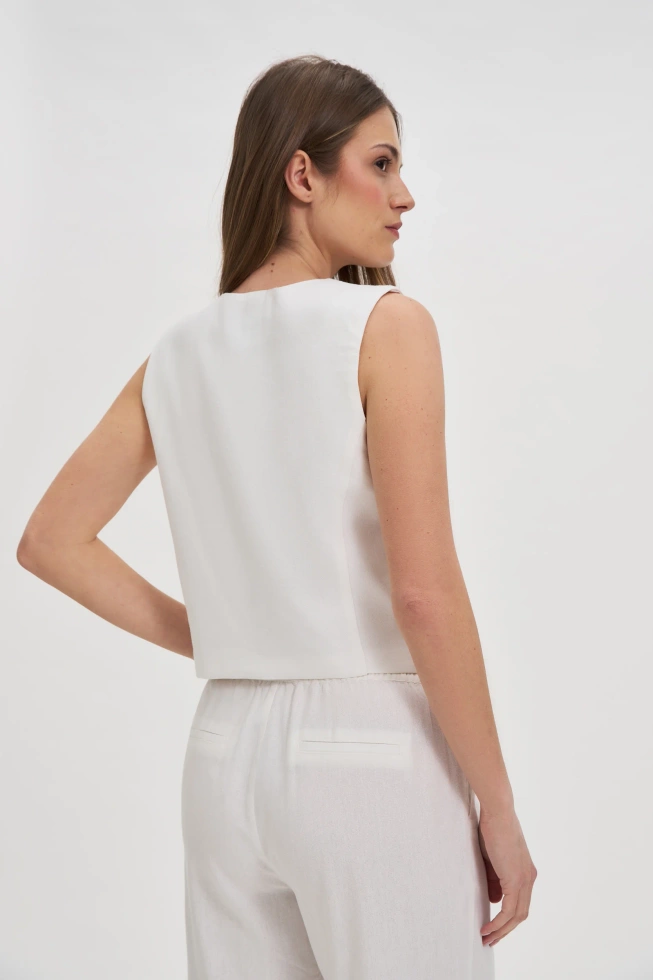 Kamizelka z dodatkiem lnu biała