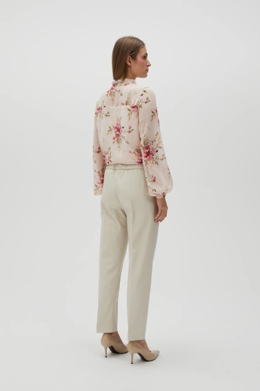 Spodnie z prostymi nogawkami w kant beżowe