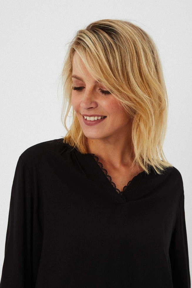 Gładka koszula z wiskozy czarna