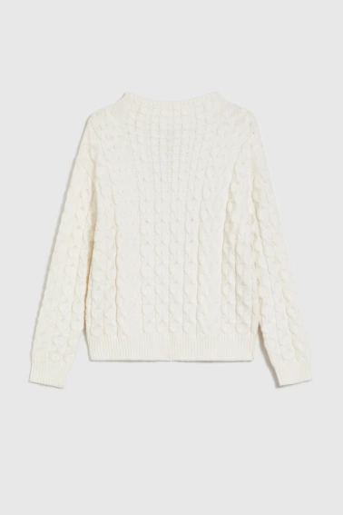 Sweter z ozdobnym splotem beżowy