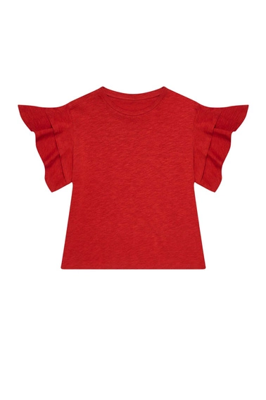 Bluzka z falbanami rubinowa