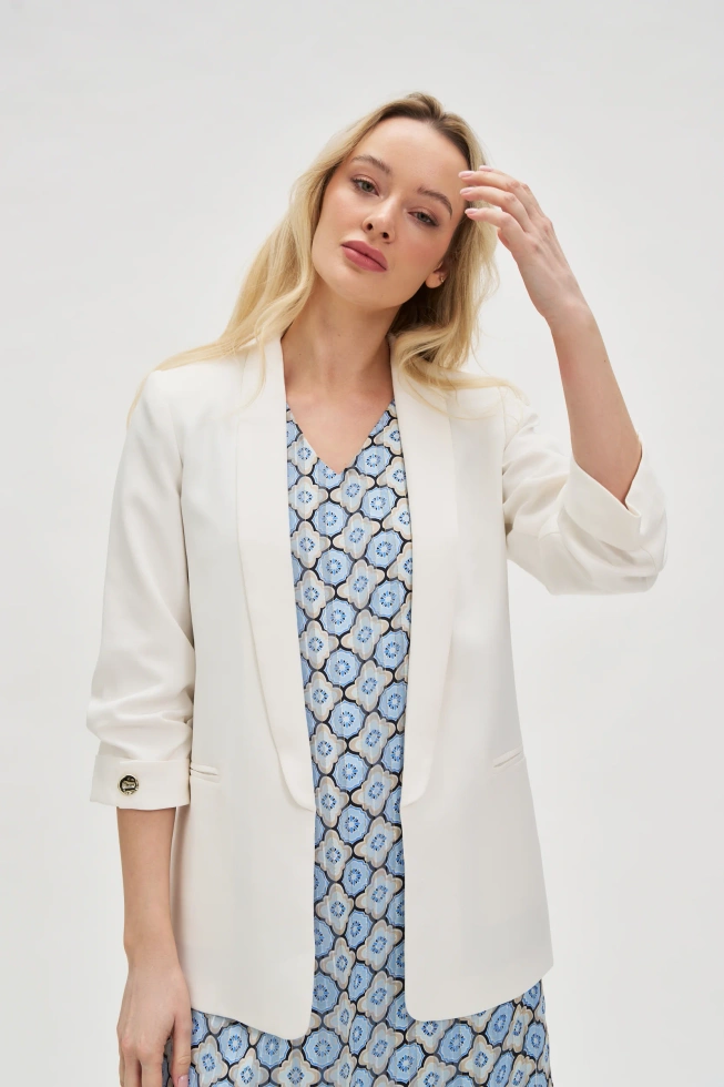 Marynarka z marszczonymi rękawami biała