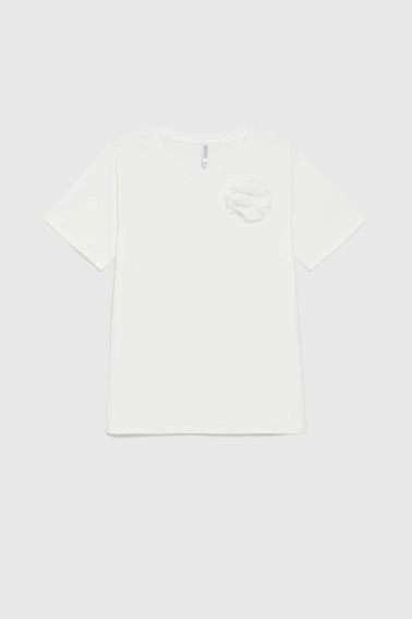 T-shirt w kwiatem biały