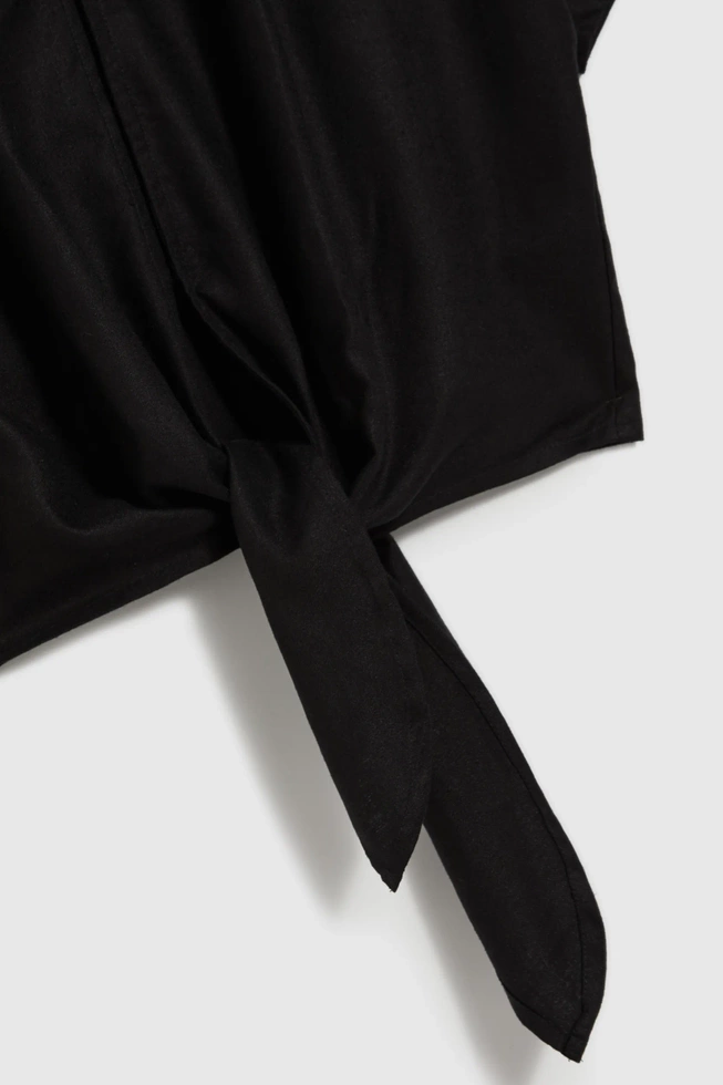 Wiskozowo-lniana koszula czarna