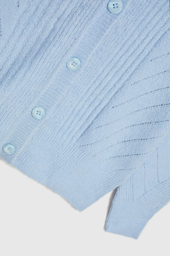 Ażurowy kardigan błękitny