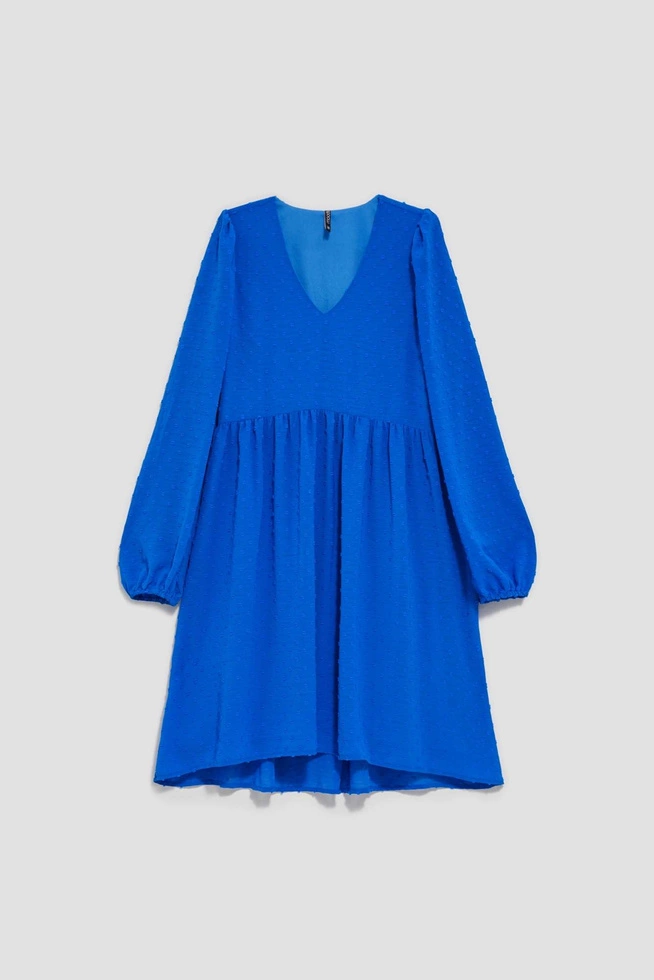 Sukienka z bufiastymi rękawami niebieska