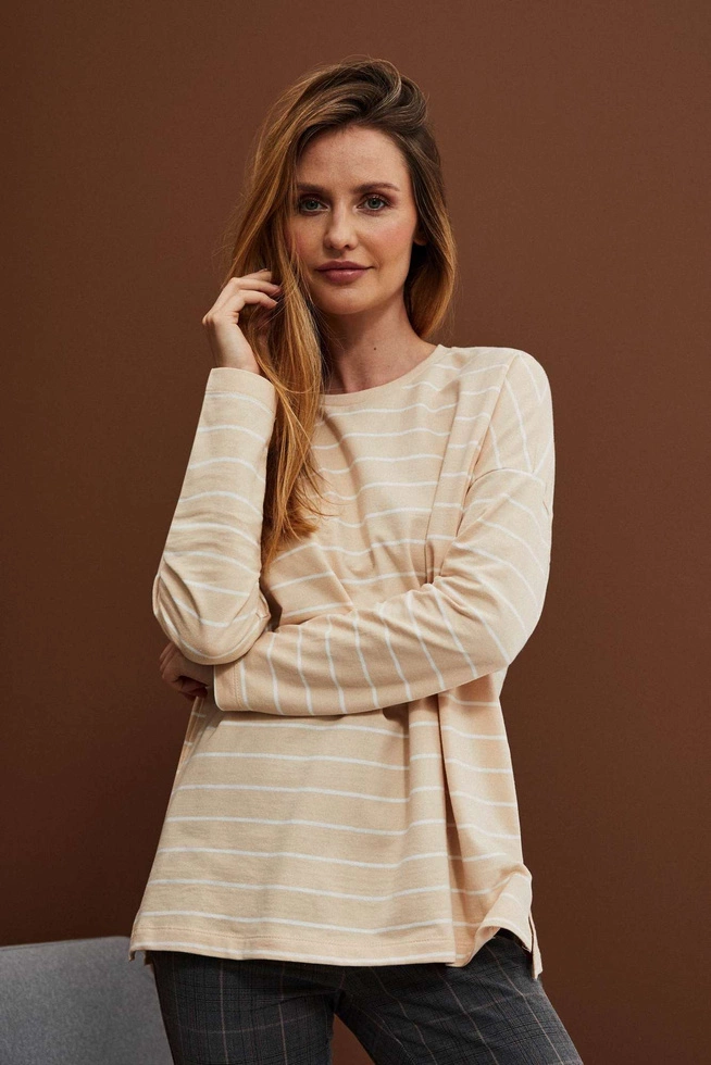 Bluza w paski beżowa